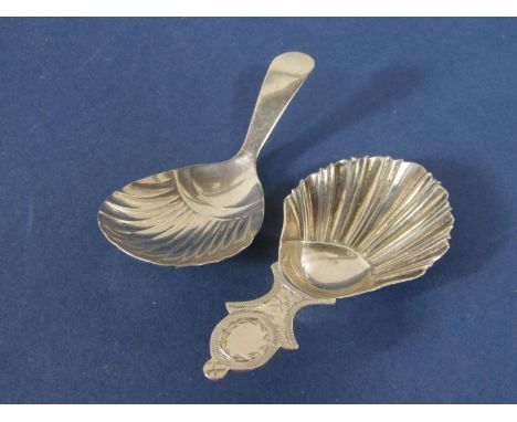 A good quality scallop shell caddy spoon with engraved handle, maker Thomas Bradbury &amp; Sons Ltd, Sheffield 1915, together