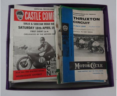 Vintage Motorcycle programmes of Thruxton, Castle Combe, Aberdare, etc c.1950s ? 1960s, copies of the Banbury Run from 1950s 