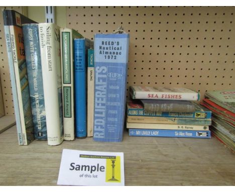 A collection of sailing and fishing books to include Reds Nautical Almanac 1972 and others together with a collection of vint