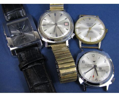 Vintage gent's Lectro stainless steel watch, the champagne dial with baton markers and date aperture, 17 jewel movement, toge