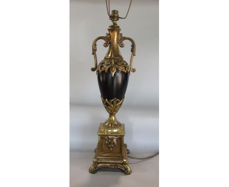 Gilt metal baluster table lamp, 68cm high 
