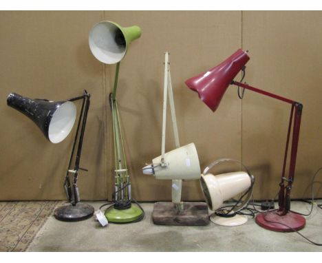 One lot of vintage and later more contemporary lighting to include anglepoise table lamps in varying colourway, an industrial