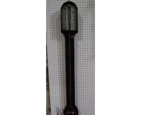 A good quality by J Brunner of London rosewood stick barometer with bone/ivory inscribed back plate, 94cm long 