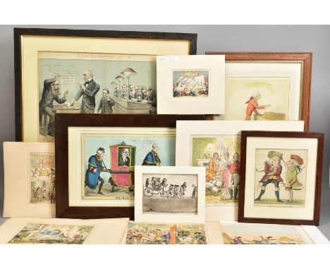 POLITICAL AND SATIRICAL CARICATURES, mostly 19th Century, four framed, including 'St. Stephen's Review Presentation Cartoon M