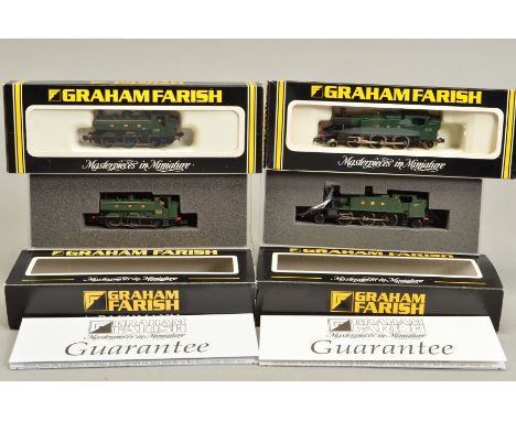 TWO BOXED GRAHAM FARISH BY BACHMANN N GAUGE G.W.R. TANK LOCOMOTIVES, Class 61XX Prairie, No.6104 (371-976), Class 8750 Pannie