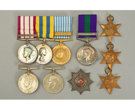 TWO GROUPS OF MEDALS BELIEVED TO BE FROM MEMBERS OF THE SAME FAMILY, the first group 1939-45, Burma, France &amp; Germany Sta