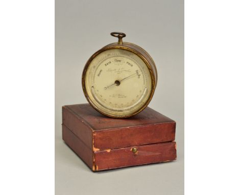 A VICTORIAN NEGRETTI &amp; ZAMBRA BRASS CASED BAROMETER, with semi circular thermometer, the dial numbered 1826 and marked 'I