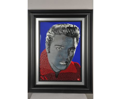 PAUL NORMANSELL (BRITISH 1978), 'Elvis Presley', a head and shoulders portrait of the music legend, acrylic on aluminium, ini