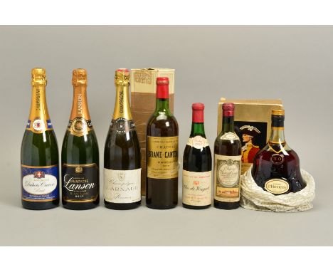 A COLLECTION OF WINE, CHAMPAGNE AND COGNAC, comprising a bottle of Chateau Brane-Cantenac Margaux 1978 Grand Cru Classe en 18