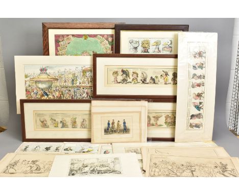 CARICATURES, SATIRICAL AND OTHERS, a collection of framed and unframed 19th Century and 20th Century hand coloured and monoch