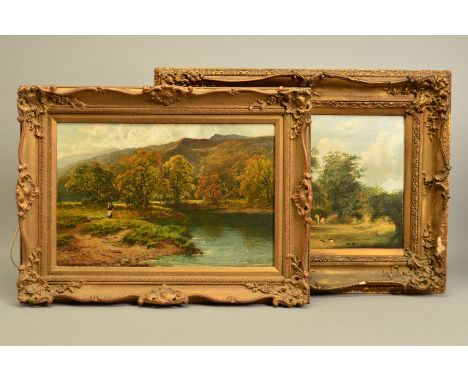 CHARLES L. SHAW (BRITISH FL 1880-1898), 'On The Wye', lady with basket walking alongside the river, oil on relined canvas, si