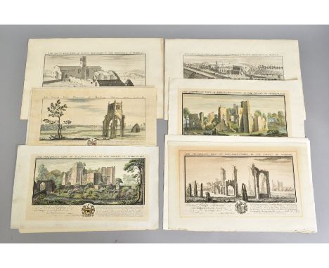 FOURTEEN ASSORTED ENGRAVINGS AFTER S &amp; N BUCK, seven hand coloured, mostly castles, including 'The North-East View of Sca