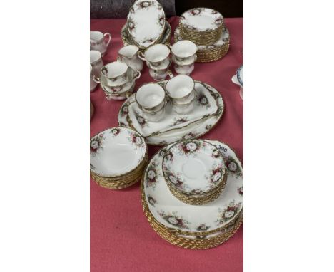 An extensive Royal Albert celebration pattern tea and dinner service, mostly first quality.