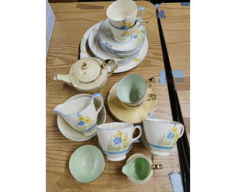 An Art Deco New Hall Nirvana pattern tea set. Together with a tea for two.