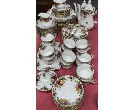 A very extensive Royal Albert old country roses tea and coffee service, with twelve settings mostly first quality. Including 