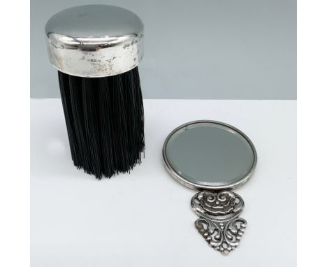 Stunning set of vanity accessories that includes a Gorham Sterling Silver 104g clothing brush backstamped Gorham Sterling 32,