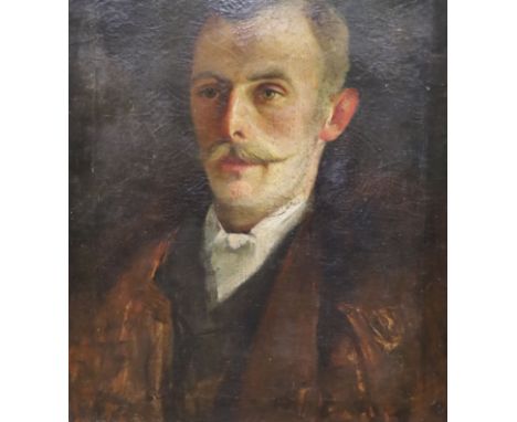   English School c.1890, oil on canvas, Portrait of Mr Churlgh, organist at St Mary's, 48 x 42cm