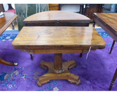   A Victorian rectangular rosewood folding card table, width 91cm, depth 45cm, height 67cm