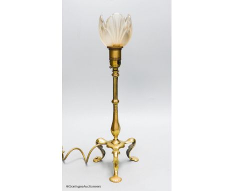   A Benson style brass lamp, height 43cm