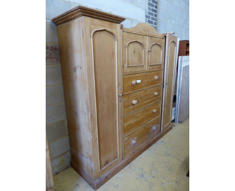   A Victorian pine compactum wardrobe, length 204cm, depth 55cm, height 184cm