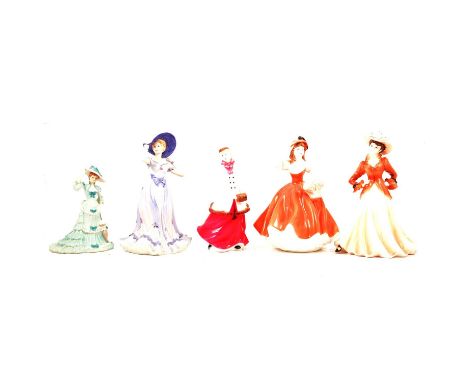 Thirteen ceramic figurines, including Colport 'Ladies of Fashion', Worcester figures, etc.