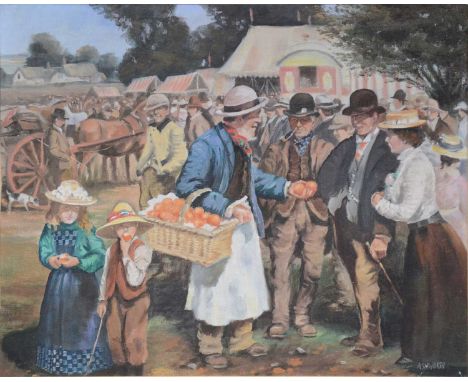 Ashworth, The Orange Seller, oil on canvas, signed,39x49cm.Condition report:Some pinpoint flaking lower left corner near the 