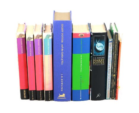 Ten Harry Potter books, mostly 1st or early editions, to include Harry Potter and the Goblet of Fire, 1st edition, Deluxe edi