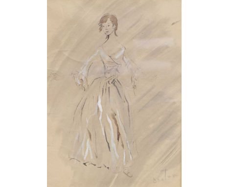 Cecil Beaton,A fashion sketch,signed watercolour,33x23cm.