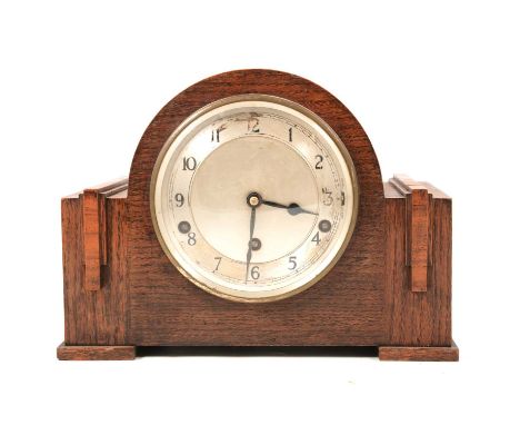 Vienna type wall clock, damaged; oak mantel clock; Edwardian mantel clock; mahogany writing slope.