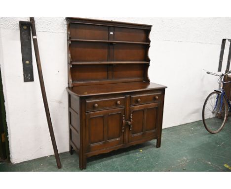 Ercol style dresser with Delft rack