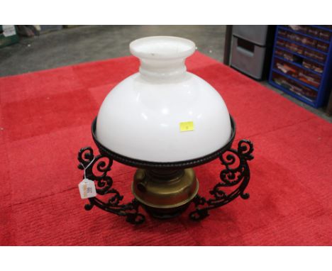 Vintage oil lamp and shade 