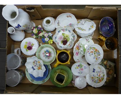 A Devon Lustrine Fieldings Royal George lustre bowl, Aynsley Cottage Garden, Wedgwood, Spode and other decorative china, plus