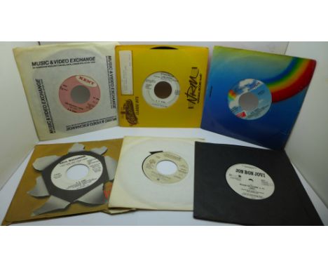 Four BB King demo/promo 7" singles, a Van Morrison promo and a Jon Bon Jovi promo 7" single 
