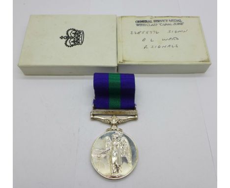 A Queen Elizabeth II General Service Medal with Canal Zone clasp, 22855376 Sigmn. A.L. Ward, R. Signal S. 