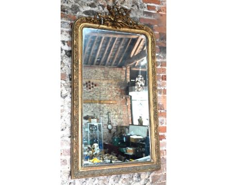 An antique French Empire style gilt framed mirror, 146 cm h x 80 cm w&nbsp;&nbsp;
