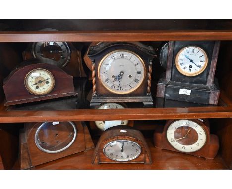 A 19th century French slate and marble mantel clock to/w nine other wooden-cased clocks (10 - all a/f)