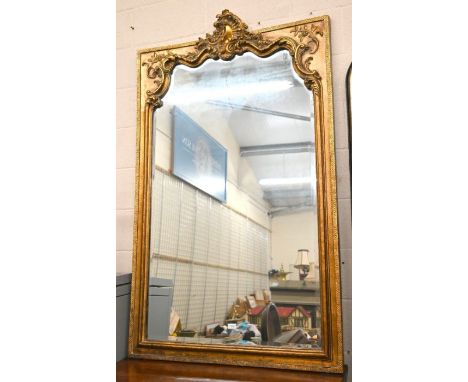 A large Victorian style gilt framed bevel edged overmantel mirror, 170 cm h x 103 cm wide&nbsp;