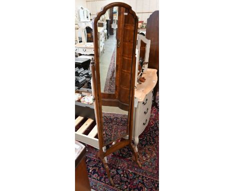 An old walnut framed cheval mirror