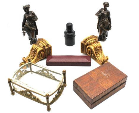 ***PLEASE NOTE GLOBULAR CLOCK HAS BEEN REMOVED FROM LOT*** A pair of early 20th century gilt wood small wall brackets, having