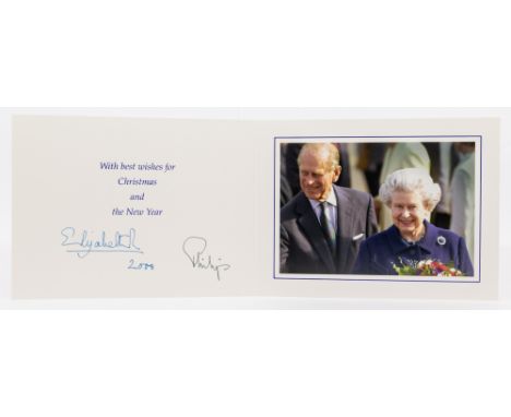 HM Queen Elizabeth and HRH The Duke of Edinburgh; a signed (autopen) 2000 Christmas card, with twin gilt Royal cyphers to cov