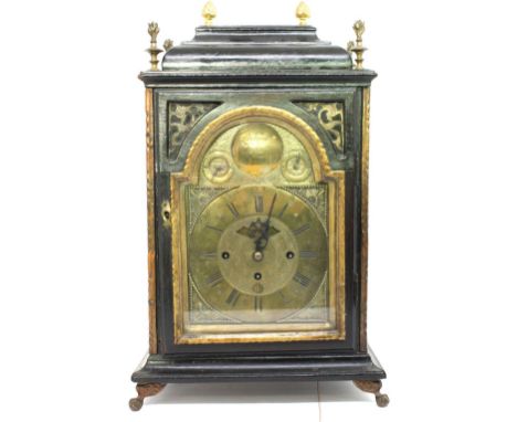 Early Georgian period Austrian 8 day mantel/bracket clock by Johan Zegner of Wienn with arched brass dial, Roman and Arabic n