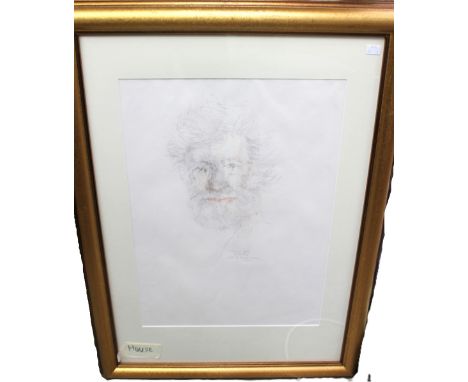 Joyce Gunn Cairns (b.1947), Portrait of Ronald Rae (Sculptor), pencil watercolour, signed and dated 2007, framed and glazed, 