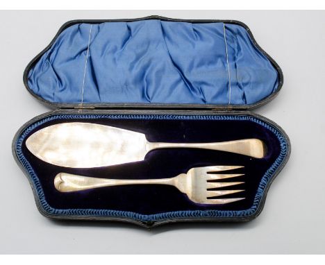 A pair of late Victorian silver Old English Pattern fish servers, hallmarked by Atkin Brothers, Sheffield, 1896, approx 7.95 
