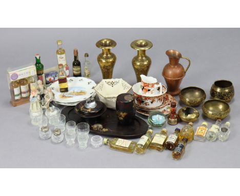 Twenty various spirit miniatures; a Japanese lacquer table lighter, tray, &amp; box, etc.