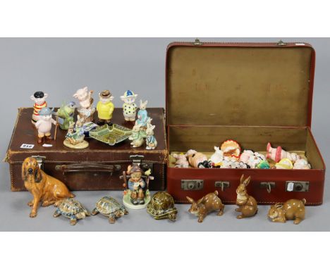A Goebel Hummel figure; a Coalport dog ornament; various other animal ornaments; etc.