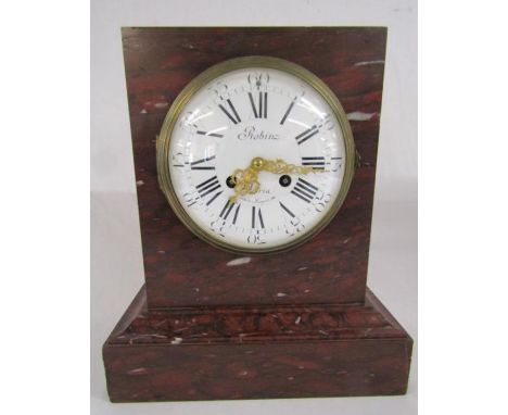Robert Robin Paris Rouge Palais Royale 99 griotte marble mantel clock - approx. 33cm x 28.5cm x 17.5cm&nbsp;