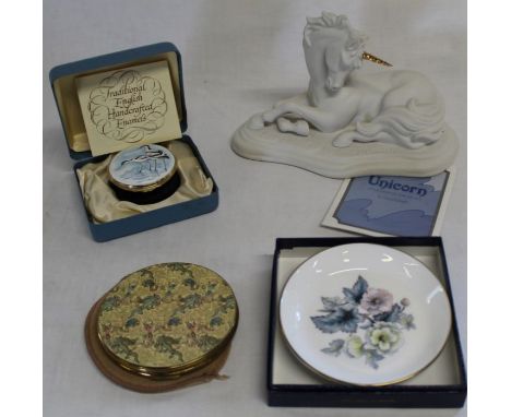Toye, Kenning &amp; Spencer enamel box commemorating 100 Years of RSPB, Franklin Mint&nbsp; Unicorn by David Cornell, Royal W