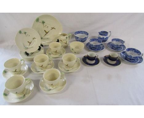 Royal Doulton 'The Coppice' pheasant design tea service, Wedgwood coffee cans and saucers and Spode's Italian tea cups and sa