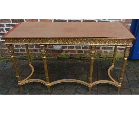 Reproduction Georgian gilded console table missing top, approx. 153cm w x 58cm D x 84cm H&nbsp;&nbsp;