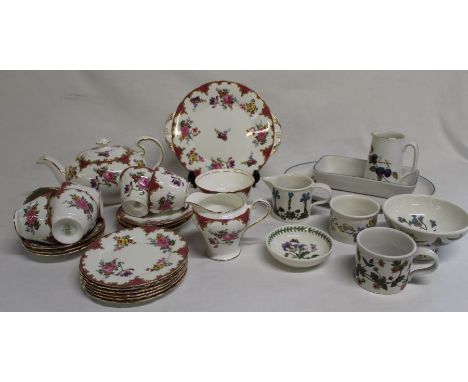 Quantity of Aynsley Rose Wilton B971 including cups, saucers, side plate &amp; teapot, Denby Greenwheat &amp; Portmeirion Bot